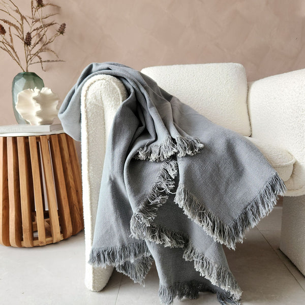 Champêtre Heavy Weight French Linen Massive Throw 140x220cm - Blue Grey