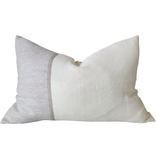 PREORDER | Elodie Linen Wool Cushion 40x60cm Lumbar - Off White | Natural Herringbone