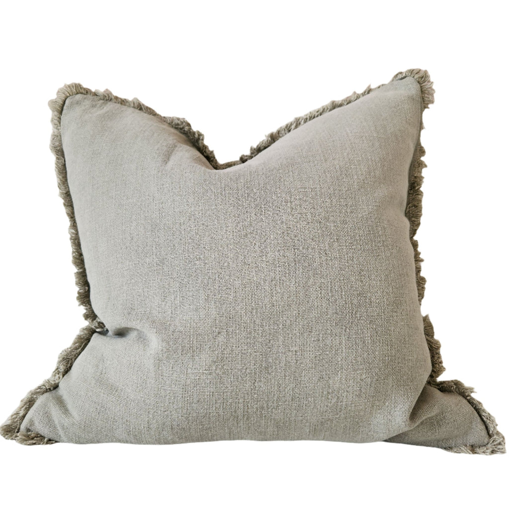 Champêtre Heavy Weight French Linen Cushion 55cm Square - Matcha Green