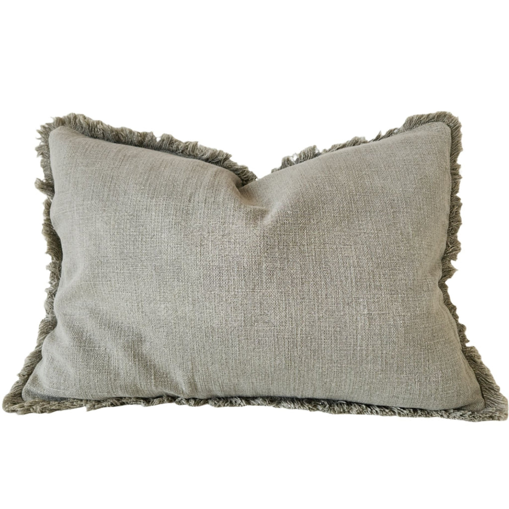 Champêtre Heavy Weight French Linen Cushion 40x60cm Lumbar - Matcha Green