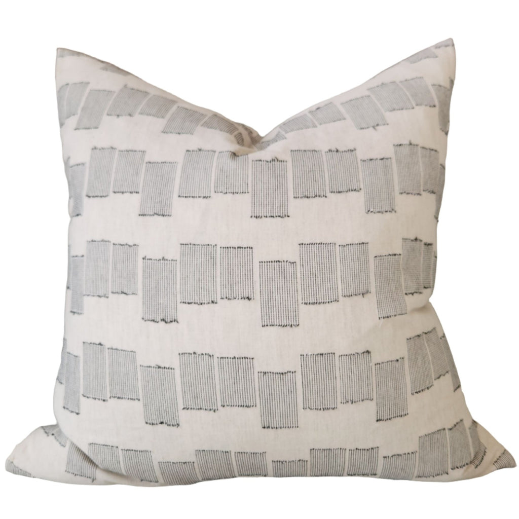 Azura Linen Cotton Cushion 55cm Square - Off White | Dark Blue