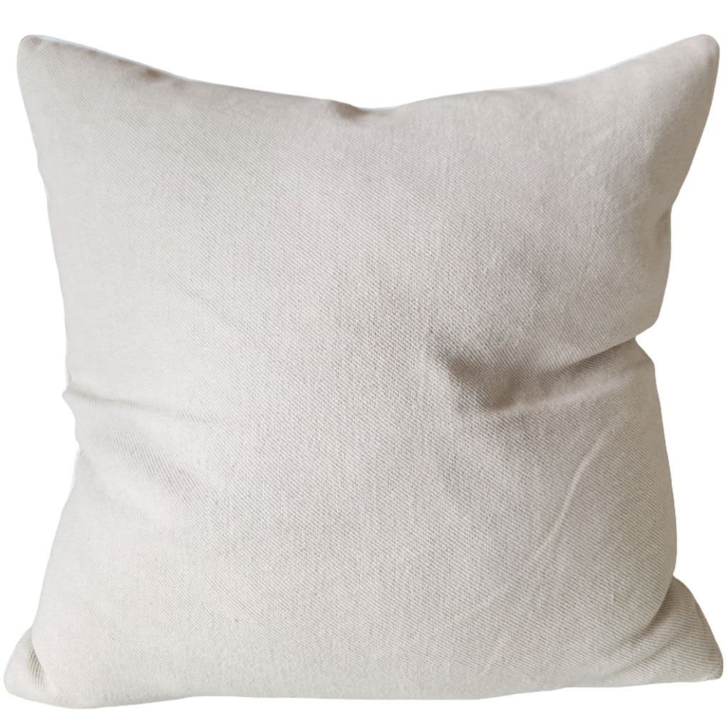 Madeleine Linen Cushion 55cm Square - Off White with White Piping