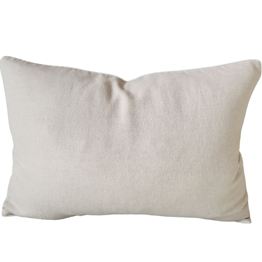 Madeleine Linen Cushion 40x60cm Lumbar - Off White with White Piping