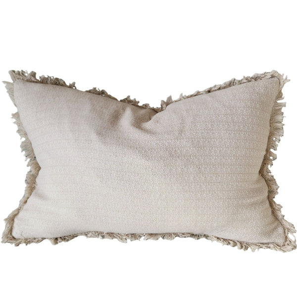 Lola Linen Cotton Cushion 40x60cm Lumbar - Off White | Ivory