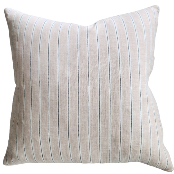 LAST ONE - Genevieve Linen Cushion 55cm Square - Pink White Black Striped