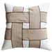 Dénpasar Intertwined Linen Cushion 55cm Square - White | Natural | Rust Stitch