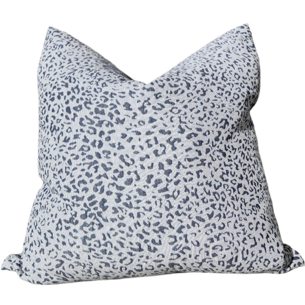 Leopard Jacquard Cotton Cushion Square 55cm - Blue