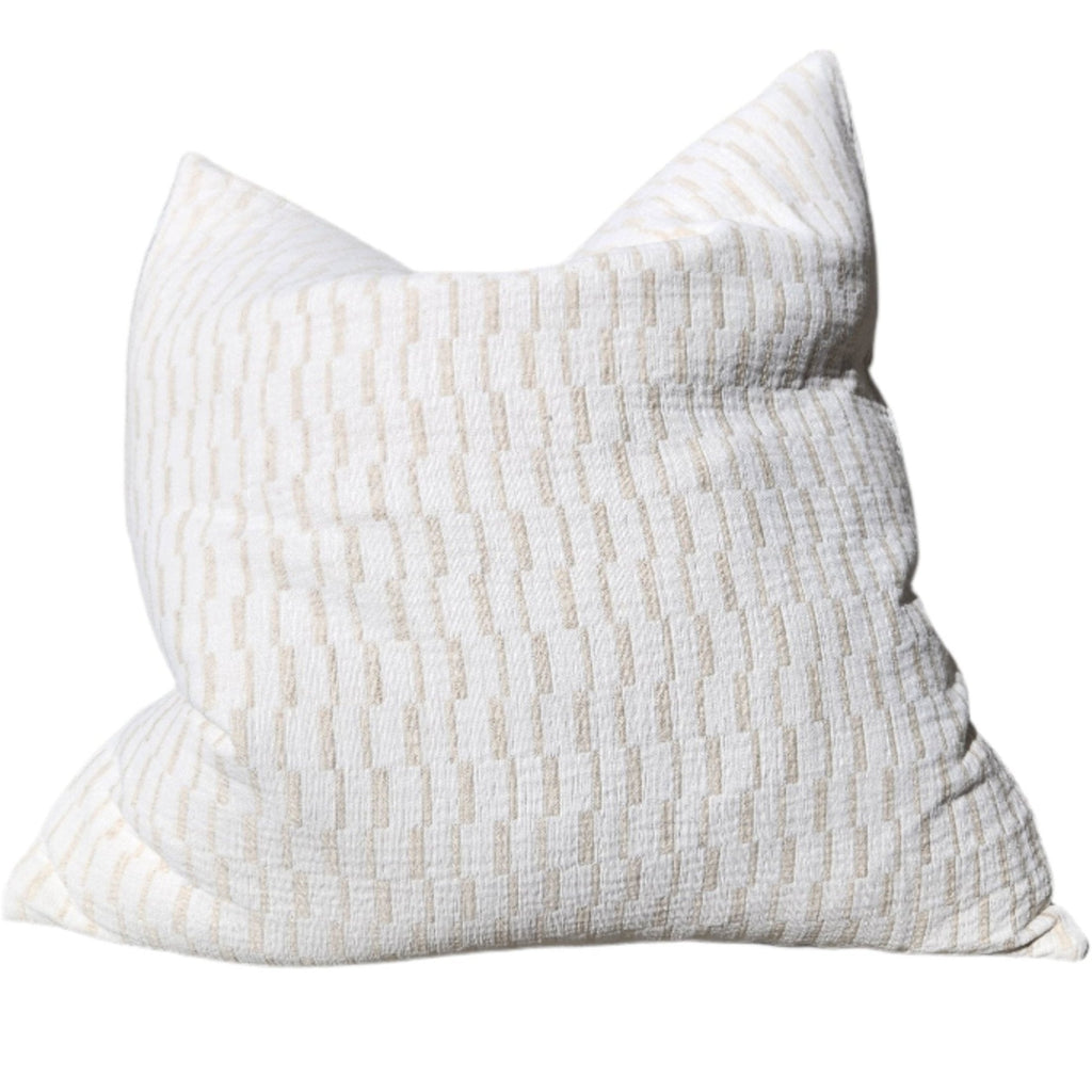 Mosaic Jacquard Linen Cotton Cushion 55cm Square | Off White & Beige