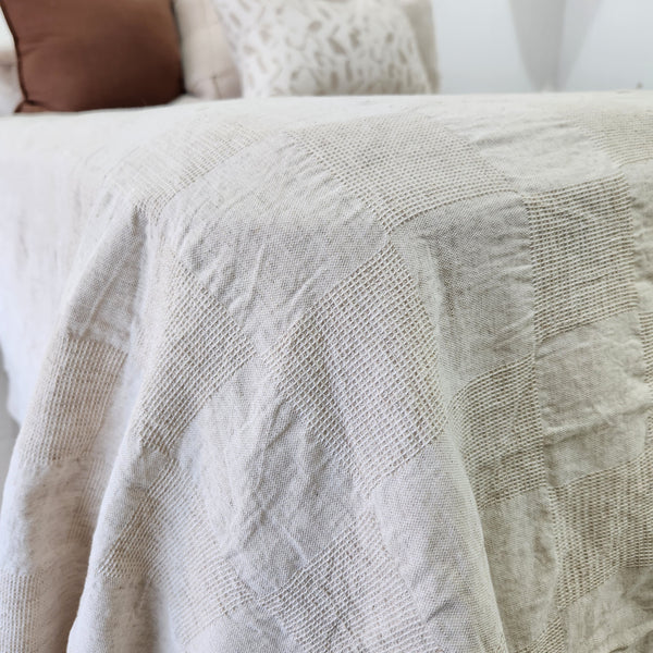 RESTOCK APRIL | Chartres Jacquard Linen Cotton Bedcover 240x200cm | Natural