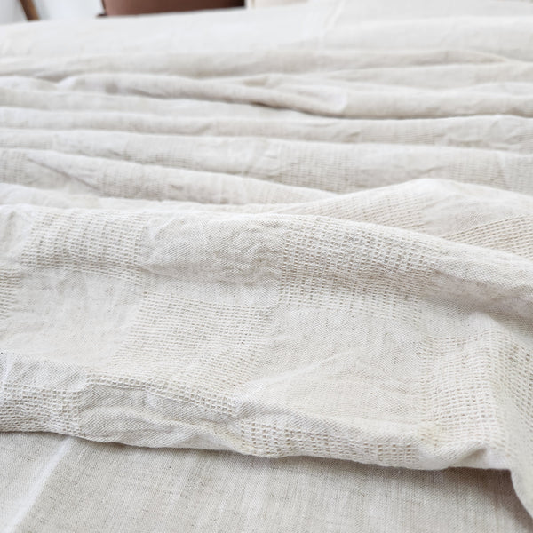 Chartres Jacquard Linen Cotton Throw 150x200cm | Natural