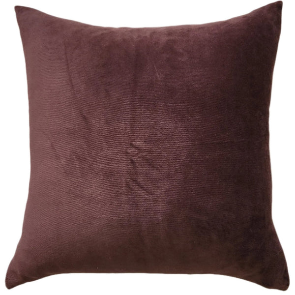 Fontainebleau Cotton Velvet & French Linen Two Sided Cushion 55cm Square - Dark Maroon