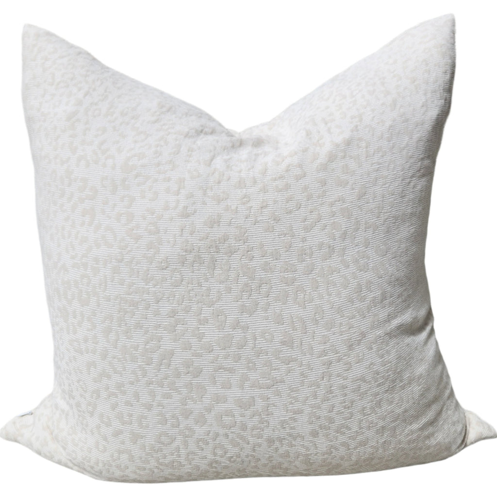 Leopard Jacquard Cotton Cushion Square 55cm - Off White | Natural