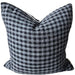 Aura Linen Texture Cushion 55cm Square - Black & White Combing Check | White Piping