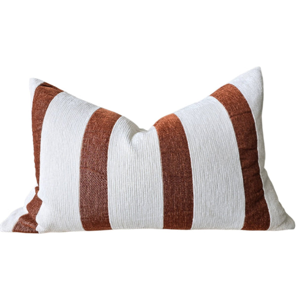 Palma Corduroy Cushion 40x60cm Lumbar - Off White | Rust