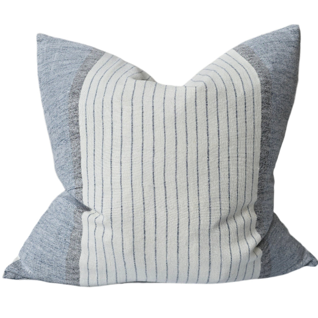 LIMITED EDITION | Malibu Breeze Linen Cushion 55cm Square - Ocean Blue | White