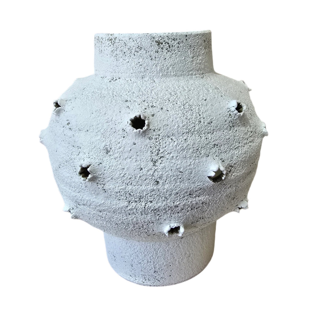 Star-shaped Handcrafted Ceramic Vase 26x22x22cm - White