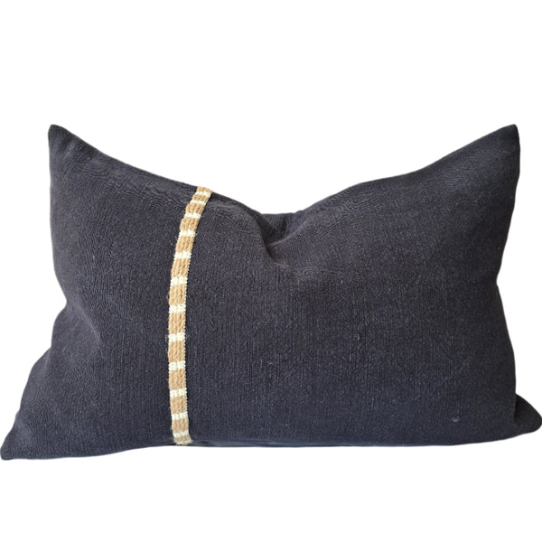 Alexia Linen Cotton Cushion 40x60cm Lumbar - Black