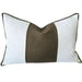 Reine Heavyweight Linen Cushion 40x60cm Lumbar - Off White | Army Green Border