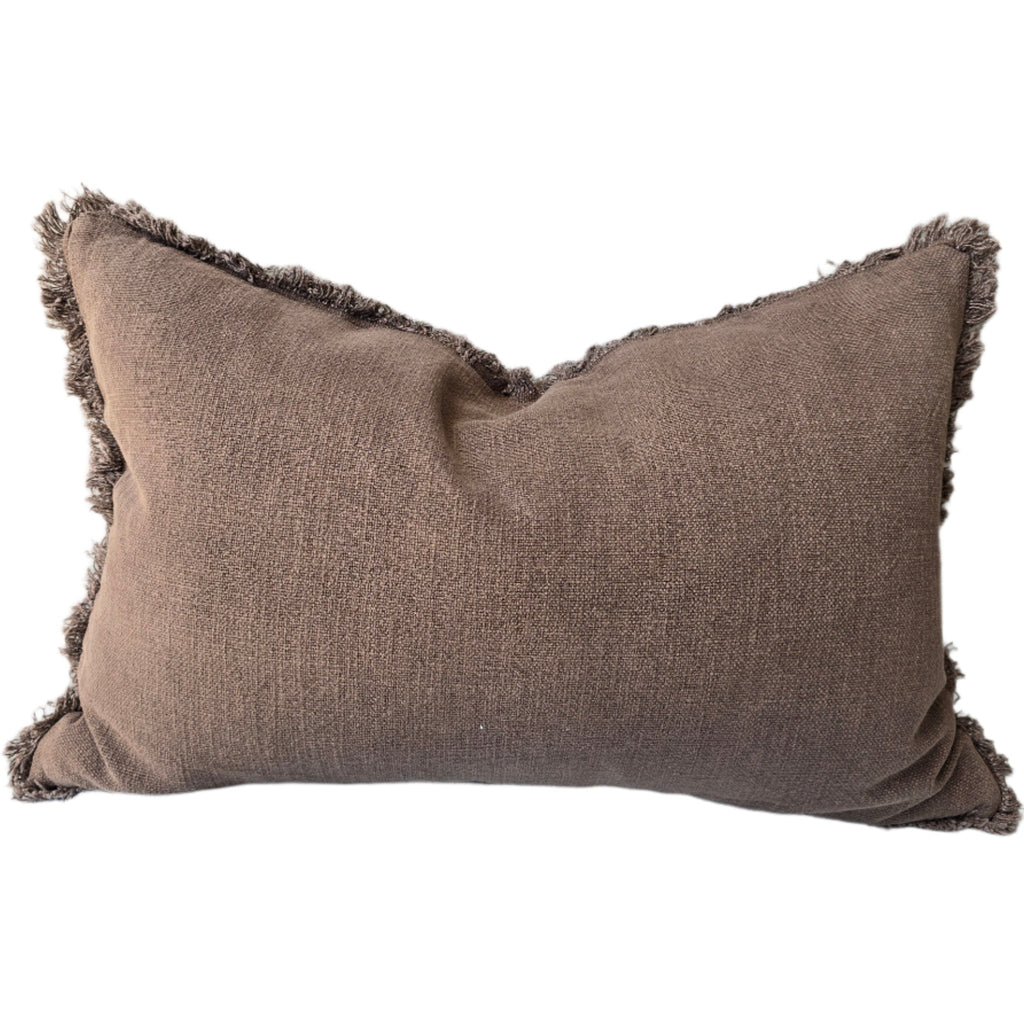 Champêtre Heavy Weight French Linen Cushion 40x60cm Lumbar - Chocolate Brown