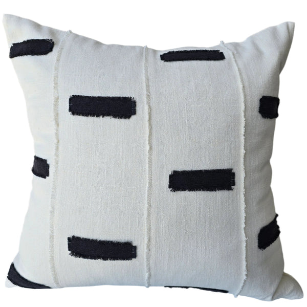 Dulcie Linen Cotton Cushion 55cm Square - White | Black