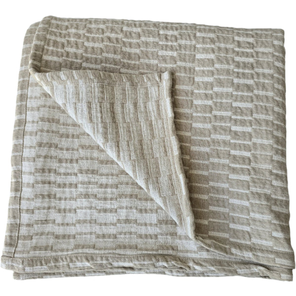 Mosaic Jacquard Double Sided Linen Cotton Massive Throw 220 x 150cm | Mocha