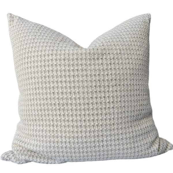 Houndstooth Linen Cotton Cushion 55cm Square  - Natural