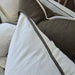 Reine Heavyweight Linen Cushion 55cm Square - Off White | Army Green Border