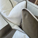 Reine Heavyweight Linen Cushion 55cm Square - Off White | Army Green Border