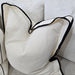 Layla Linen Cotton Cushion 55cm Square - White | Black Piping