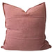 Eveleigh Stonewashed Linen Cotton Cushion 55cm Square - Rose Pink | Embroidery Double Striped