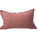 Eveleigh Stonewashed Linen Cotton Cushion 40x60cm Lumbar - Rose Pink | Embroidery Double Striped