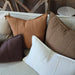 Eveleigh Stonewashed Linen Cotton Cushion 55cm Square - Chocolate Brown | Embroidery Double Striped