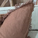 Rhea Linen Fringe Cushion 55cm Square  - Pinecone Brown