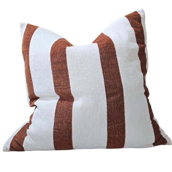 Palma Corduroy Cushion 55cm Square - Off White | Rust