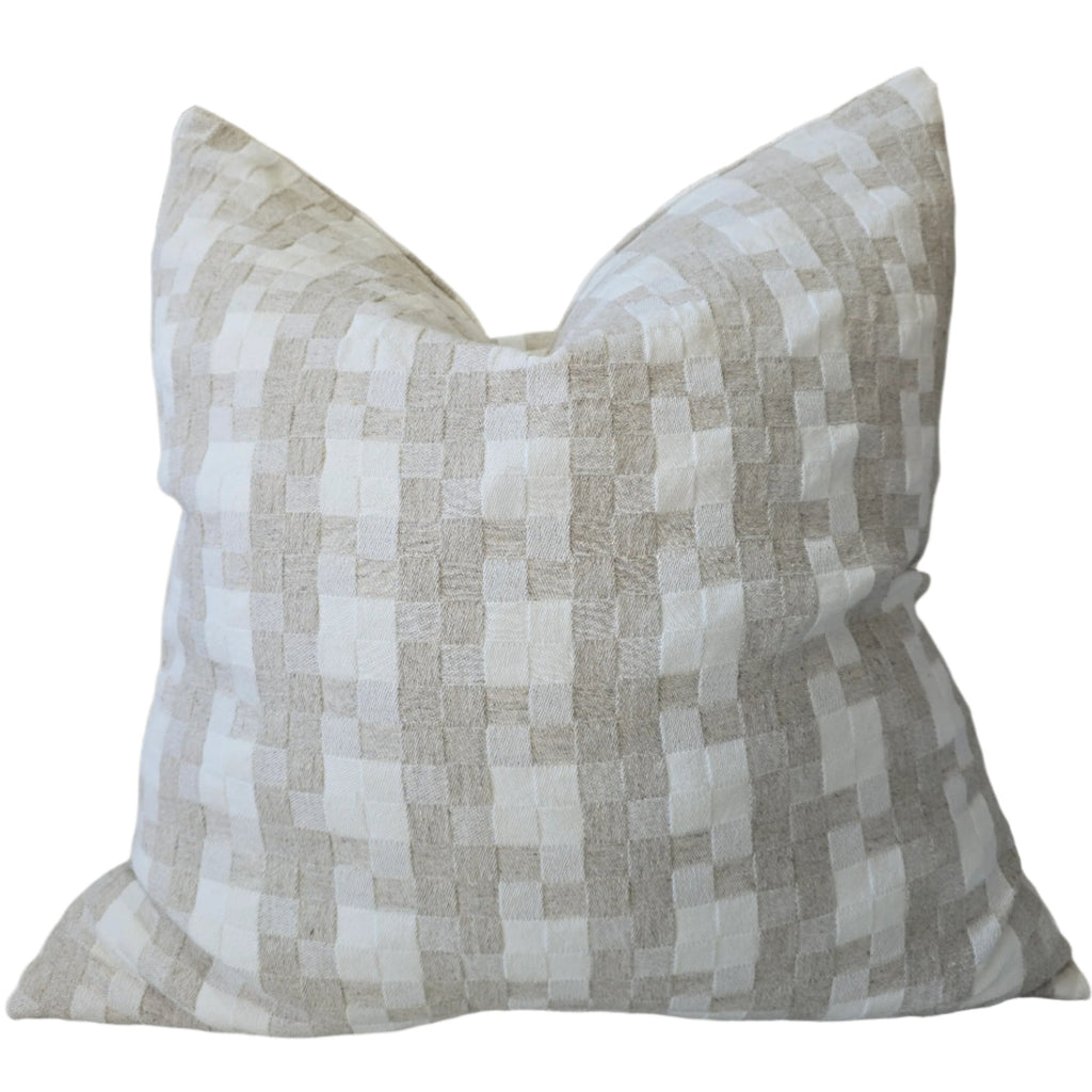 PREORDER NOW | MARCH DROP - Isla Jacquard Linen Cotton Cushion 55cm Square - Natural | Off White