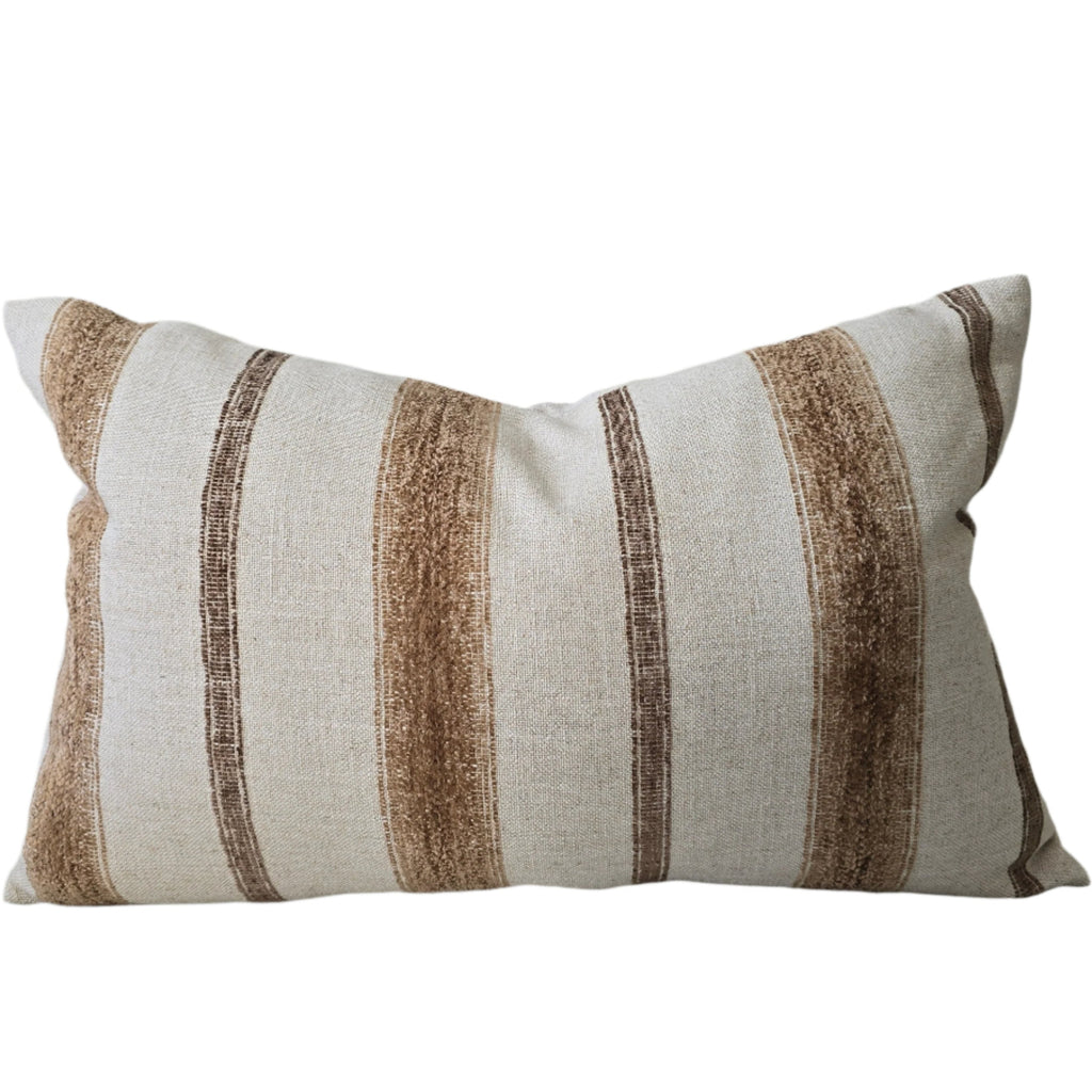 RESTOCK MARCH | Sadie Linen Chenille Cushion 40x60cm Lumbar - Natural | Cinnamon