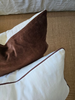 Fontainebleau Cotton Velvet & French Linen Two Sided Cushion 55cm Square - Pinecone Brown