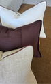 Reine Heavyweight Linen Cushion 55cm Square - Natural | Chocolate Brown Border