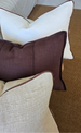 Reine Heavyweight Linen Cushion 40x60cm Lumbar - White | Chocolate Brown Border