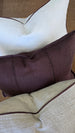 Reine Heavyweight Linen Cushion 40x60cm Lumbar - White | Chocolate Brown Border