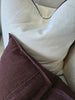 Reine Heavyweight Linen Cushion 55cm Square - White | Chocolate Brown Border