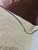 Reine Heavyweight Linen Cushion 40x60cm Lumbar - Natural | Chocolate Brown Border