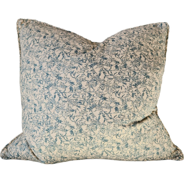 Adeline Linen Cushion 55cm Square - Natural | Green Blue