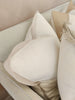 Reine Linen Cushion 40x60cm Lumbar  - White with Light Nude Border