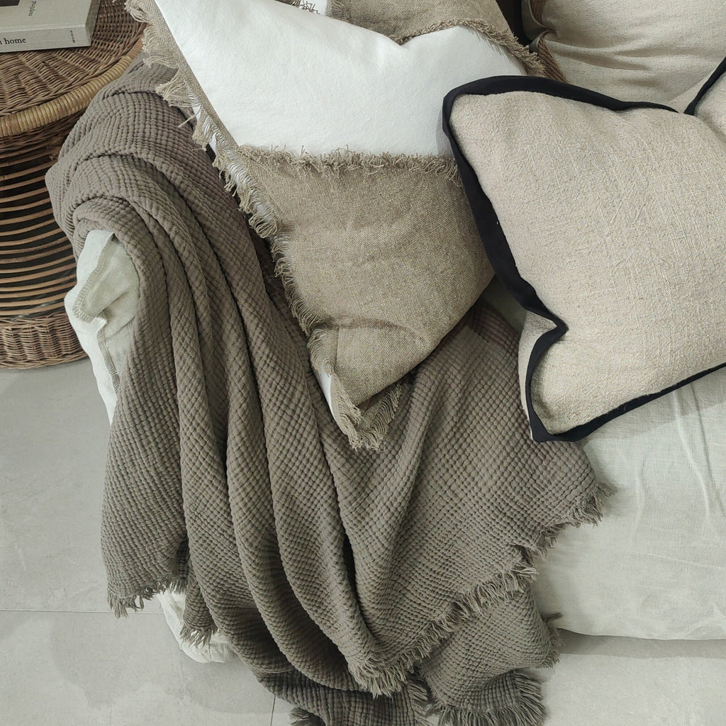 BURSA Cotton Throw 150cm x 200cm | Hazel Green