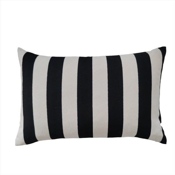 Eze Chenille Cushion 40x60cm Lumbar - Black & Off White Striped