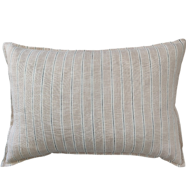 Genevieve Linen Cushion 40x60cm Lumbar - Pink White Black Striped
