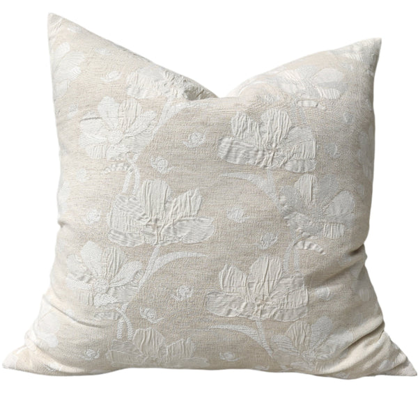 Belladonna Jacquard Linen Cotton Cushion Square 55cm - Off White | Natural