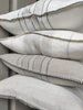 Zoey Pure French Linen Cushion 40x60cm Lumbar - Off White | Charcoal with Blanket Stitch Edge