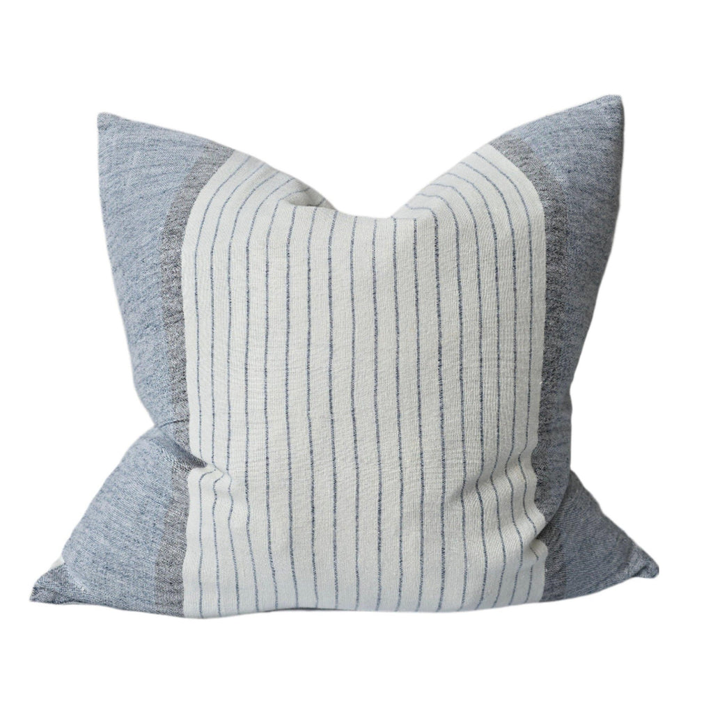 LIMITED EDITION | Malibu Breeze Linen Cushion 50cm Square - Ocean Blue | White